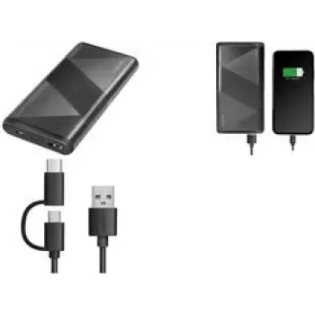 Logilink Powerbank 10000 mAh su 2-in-1 laidu, 18 W, PD 2.0, QC 3.0, juoda (PA0275)