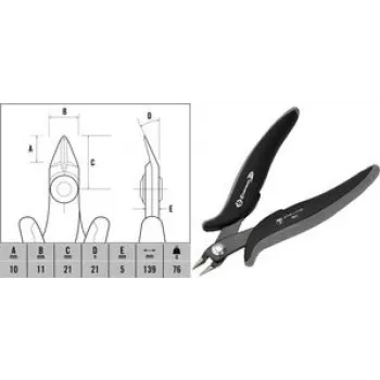 C.k tools šoniniai pjaustytuvai T3886 ESD plokščia galvutė, lieknas dizainas