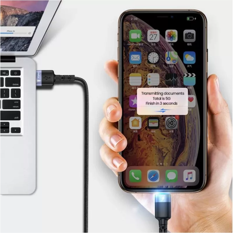 USB į Lightning duomenų laidas Tellur 1,2 m pintas nailoninis juodas