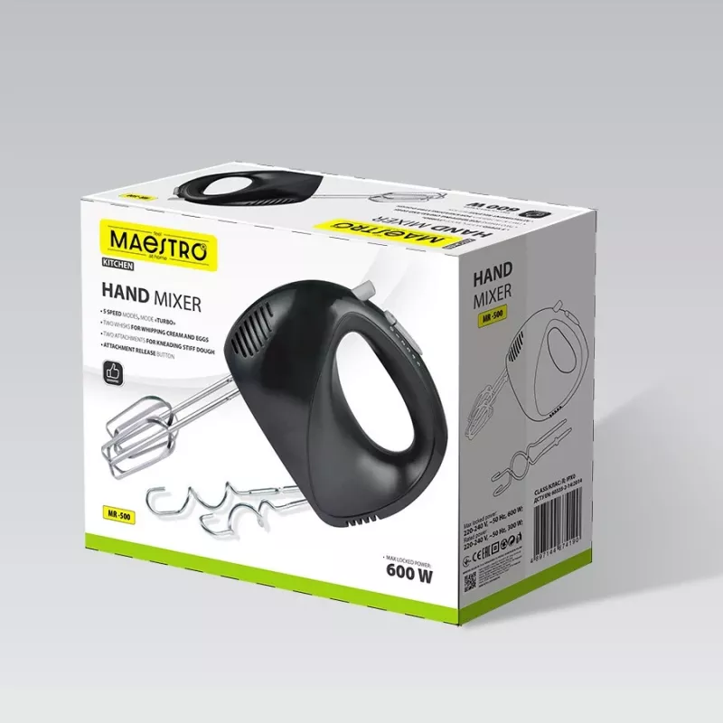 Maišytuvas Maestro MR-500, juodas – rankinis virtuvinis maišytuvas, modelis MR-500