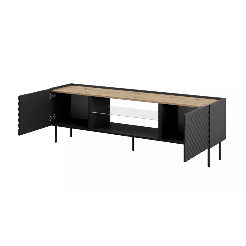 EF ONDA RTV spintelė 180x40x39-58 juodas (pastatoma arba montuojama ant sienos)