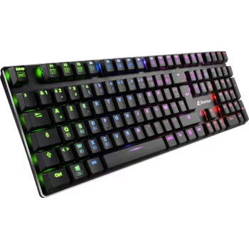 SHARKOON PureWriter RGB žaidimų klaviatūra, juoda, FR išdėstymas, Kailh Choc Low Profile Blue