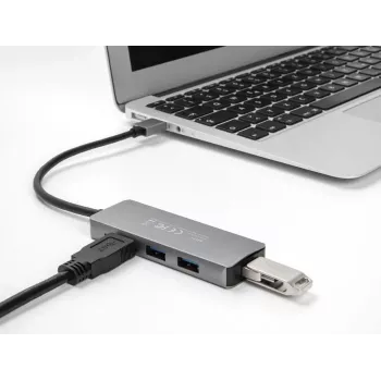 DeLOCK 63171 USB 3.2 Gen 1 4 prievadų USB šakotuvas, pilka spalva, metalinis korpusas