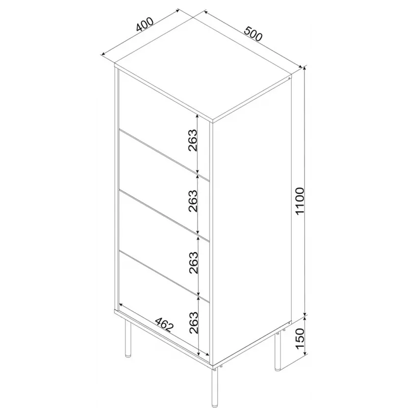 Cama 4S TRESSE komoda 50x40x125 kašmyro matinis