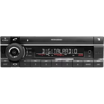 Automobilinis DAB+ radijas Axion MCR 2420 – DAB+ imtuvas, USB, AUX, Bluetooth, 24V, trumpas velenas