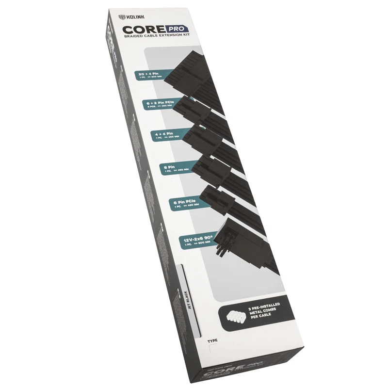 Ilginimo kabelių rinkinys Kolink Core Pro COREPRO-EK-12VT2-BLK 12V 2x6-pin juodas