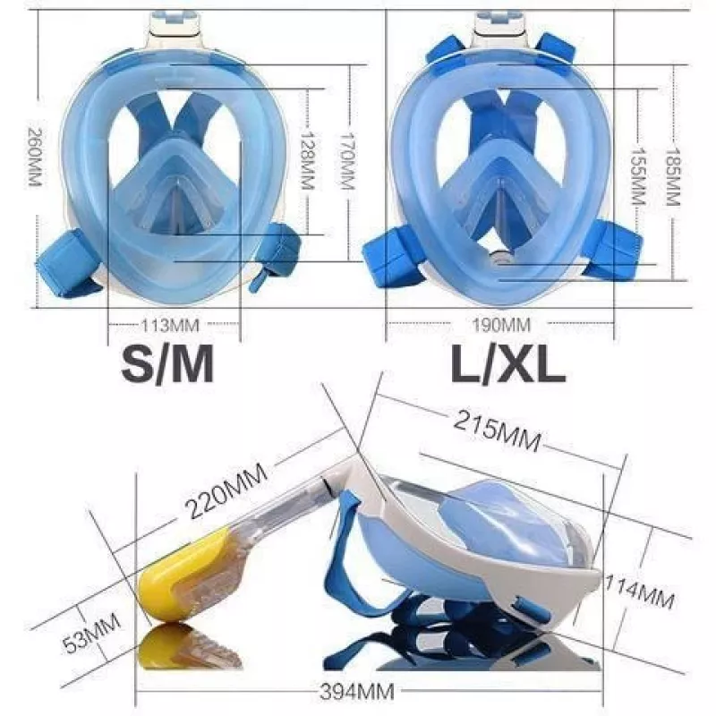 Viso veido nardymo kaukė Free Breath M2068G S/M – Rožinė, apsauga nuo rasojimo, panoraminis vaizdas
