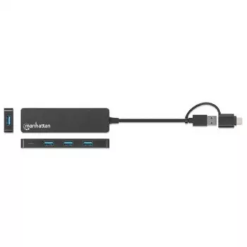 Manhattan USB-C & USB-A jungties stotelė / USB šakotuvas, 4x USB-A, 5 Gbps (USB 3.2 Gen1), maitinamas per USB