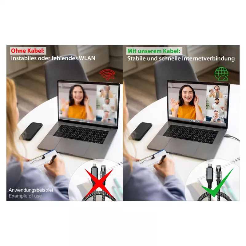 Good Connections Ethernet kabelis USB-C RJ45, antracito spalvos, 2,0 m