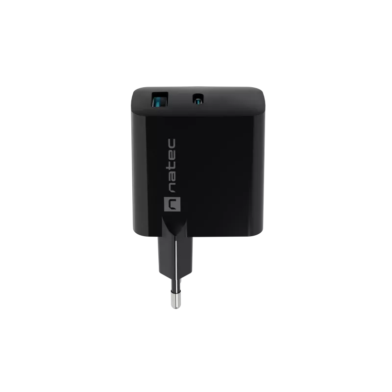Įkroviklis NATEC NUC-2145, 65W, USB-C PD 3.0 + QC 3.0, 2x USB, 110–240V, juodas