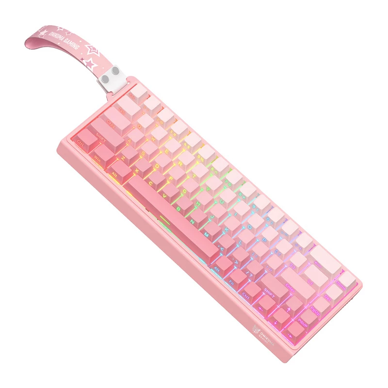 Laidinė žaidimų klaviatūra Onikuma G69 rožinė, USB, pilnas išdėstymas