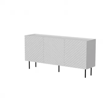 Komoda Cama Meble LUCCA 3D 165x40x80 cm, balta, medžio drožlių plokštės rėmas