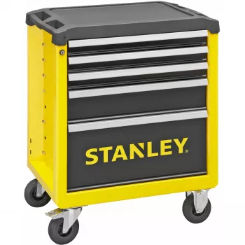 Įrankių vežimėlis Stanley STST74305-1 su 5 stalčiais, geltonas/juodas, 3 plokšti + 2 gilūs stalčiai
