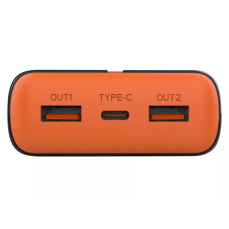 Nešiojamas įkroviklis TRACER EnerGen 20000 mAh, Power Delivery 20W, USB-C įėjimas, 2×USB-A išėjimai, 3 įrenginių palaikymas, oranžinė