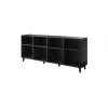 Komoda cama meble FARO KOM200 CZ — 2000×420×820 mm, matinė juoda, ąžuoliniai fasadai