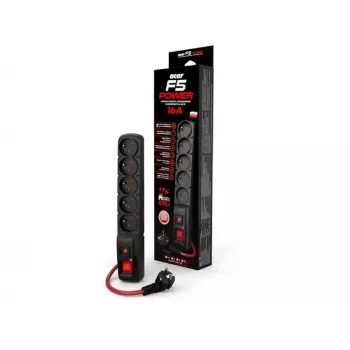 ACAR F5 POWER Black 5 lizdų ilginimo laidas 230 V 3 m