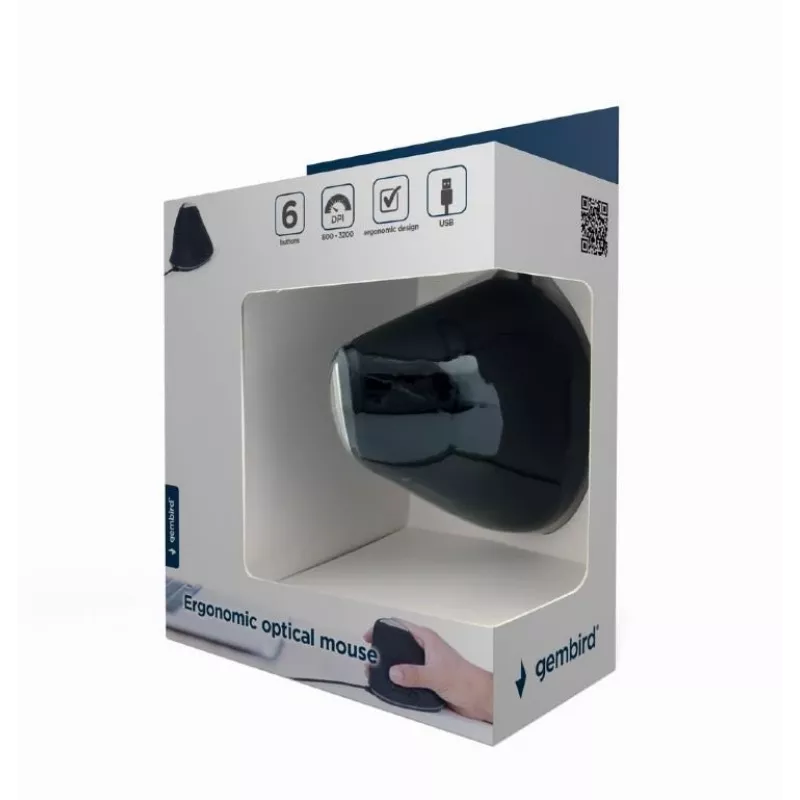 Pelė Gembird MUS-ERGO-03 USB Type-A optinė, skirta dešinei rankai