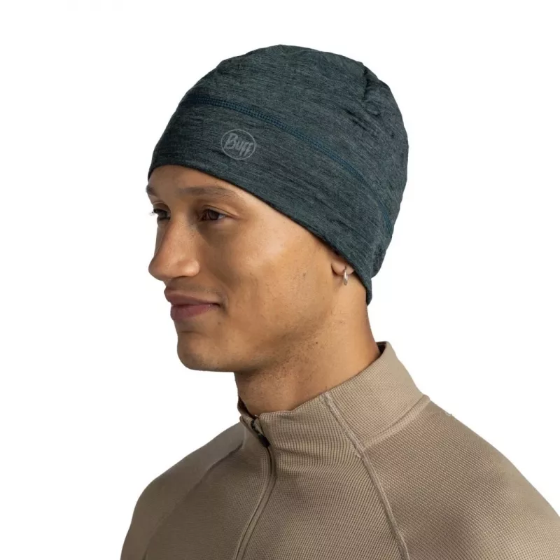 Beanie Buff Merino Lightweight Multistripes Forest – vilnonė kepurė iš merino vilnos, unisex, tamsiai žalia, 125 g/m²