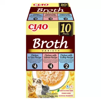 INABA Ciao Broth kačių skanėstai, vištiena, žuvis ir šukutės, 10 x 40 g