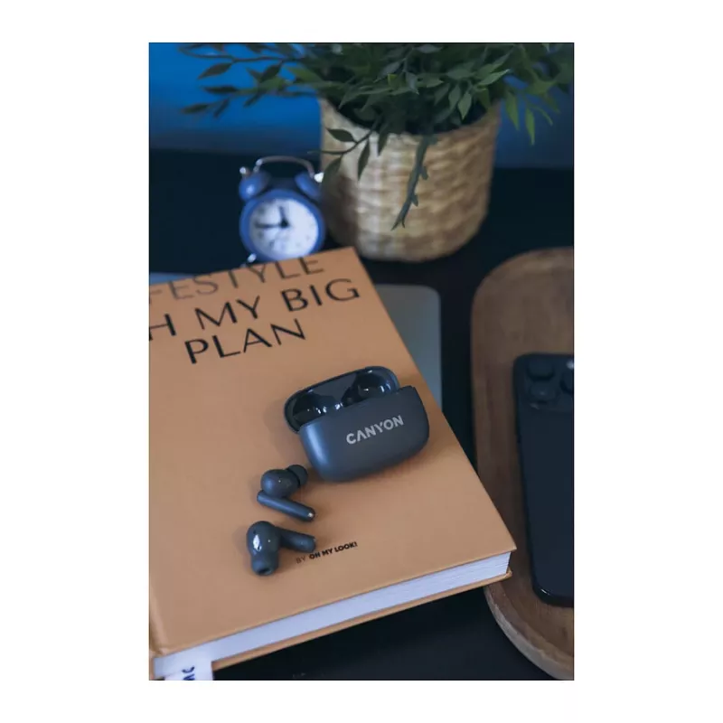 Canyon CNS-TWS10BK Ausinės ir ausų įdėklai True Wireless Stereo (TWS) Į ausį Skambučiai/Muzika/Sportas/Kasdienis naudojimas USB Type-C Bluetooth Juodos (CNS-TWS10BK)