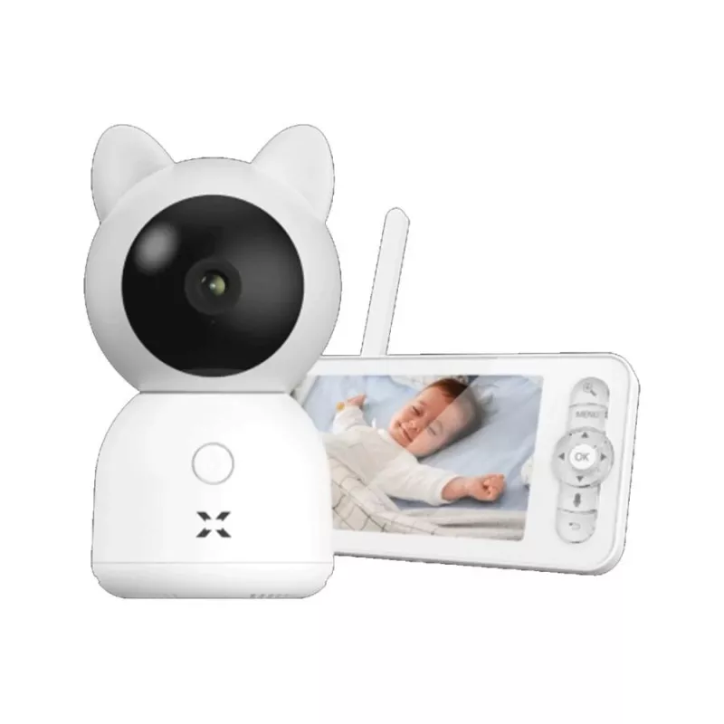 Kūdikio stebėjimo kamera XENON X7202 su monitoriumi, Wi-Fi, 2.4 GHz, 3 MP, dvipusis garsas, SD, balta