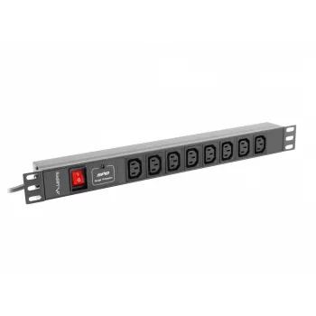 Lanberg PDU-08I-0200-C20-BK maitinimo skirstytuvas (PDU) 1U juodas, 8 AC išėjimai