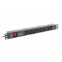 Lanberg PDU-08I-0200-C20-BK maitinimo skirstytuvas (PDU) 1U juodas, 8 AC išėjimai