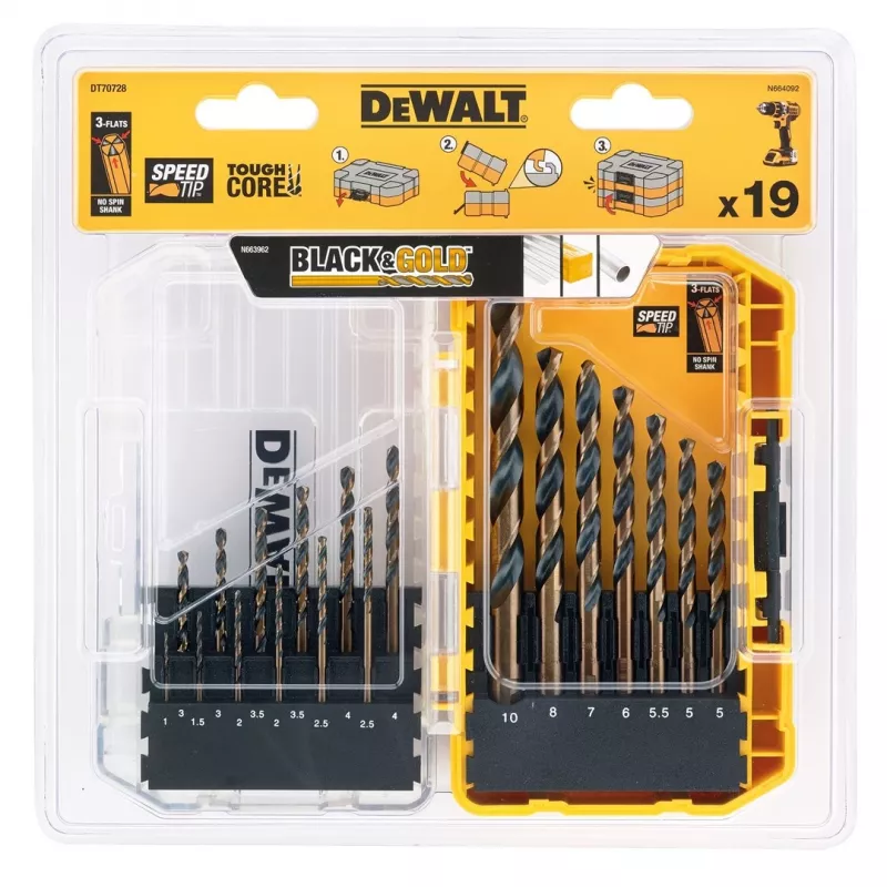 DeWalt DT70728-QZ metalo grąžtų komplektas, 19 dalių