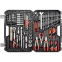 Mechaniko įrankių rinkinys YATO YT-38901 – 122 vnt., su lizdais 12–32 mm, reketu, prailginimais, atsuktuvais, plaktuku, replėmis, chromuota apdaila