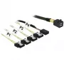 SAS kabelis DeLOCK 85732, 1 m, Mini SAS HD (SFF-8643) → 4× SATA 6 Gb/s