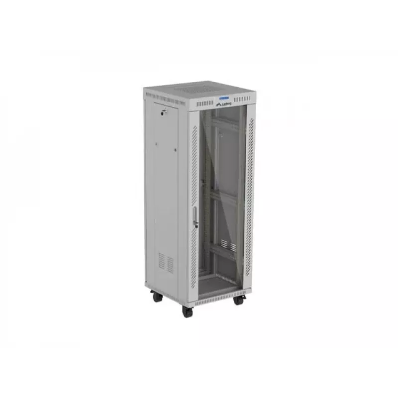 LANBERG 19 colių 32U stovimas serverio spintos stovas 600×600 mm pilkas su perforuotomis durelėmis ir LCD (Flat Pack)