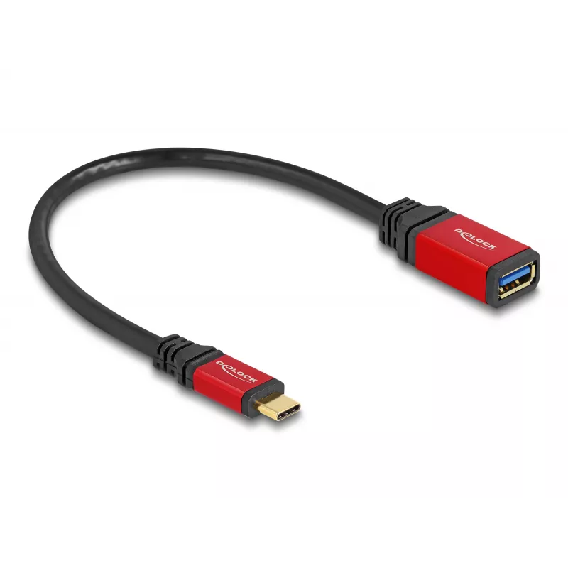 USB adapteris DeLOCK 60172 USB Type-C (vyriškas) į USB Type-A (moteriškas) 10 Gbps 15 cm raudonas metalinis