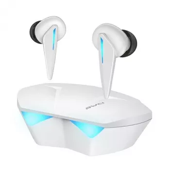 Belaidės ausinės Awei T23 Bluetooth 5.3 USB atsparios vandeniui baltos
