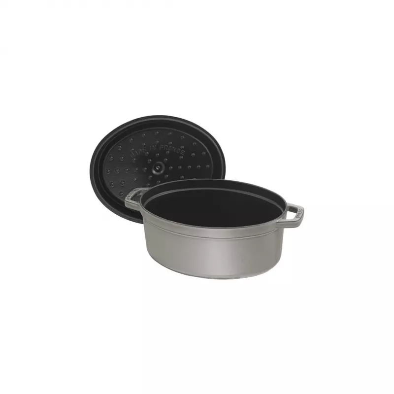 Ketaus ovali kokoto Staub 29 cm, grafito pilka