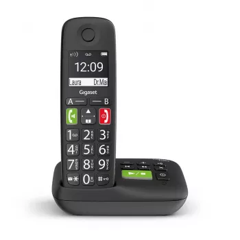 Gigaset E290A Analoginis/DECT telefonas su skambučio ID, juodas
