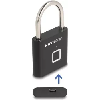 Biometrinė spyna Navilock 20965 pirštų atspaudų užraktas 75×45 mm juoda