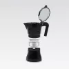 Moka kavos virimo aparatas Maestro MR-1658-3 – aliumininis kavinukas viryklei, 3 puodeliai (0,15 L), juodas, su uždedamu dangteliu
