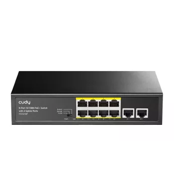 Cudy FS1010P tinklo jungiklis Fast Ethernet (10/100) su PoE, juodas