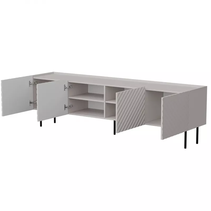 TV spintelė Cama LUCCA 4D 200x40x59 cm, kashmyro spalva, pilka medžio drožlių plokštės viršus