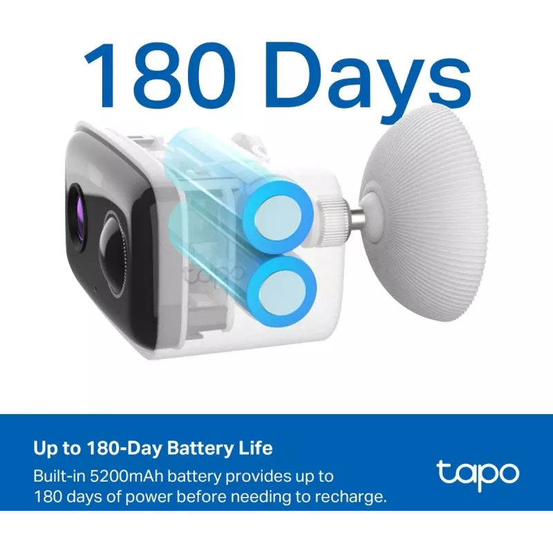 Belaidė lauko stebėjimo kamera su baterija TP-LINK Tapo C400 — 1080p, naktinis matymas, dvipusis garsas, judesio detektorius, IP65