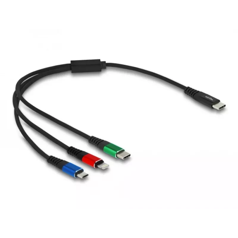 DeLOCK USB įkrovimo laidas 3 in 1 USB Type-C Lightning Micro USB 30 cm
