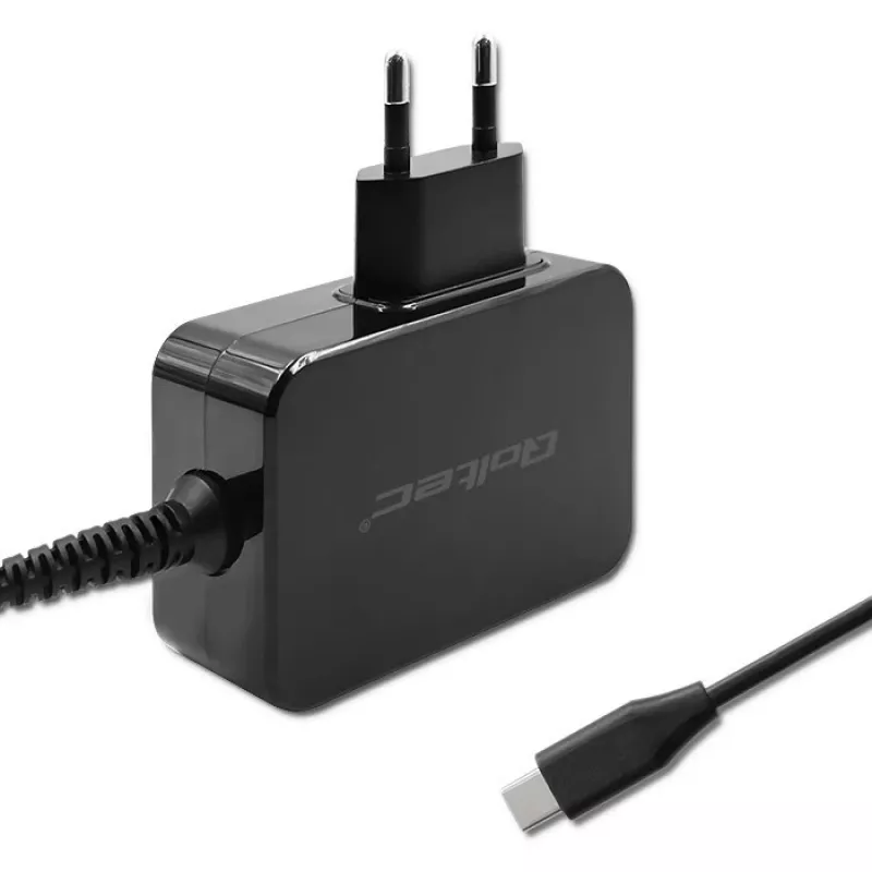 Qoltec 52386 GaN POWER PRO įkroviklis | 1xUSB-C | 65W | 5-20V | 3-3.25A | Juodas