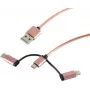 USB laidas S/CONN 14-50074 USB 2.0 1 m USB A Micro-USB B Rožinis auksas