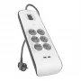 Maitinimo juosta Belkin BSV604VF2M-V2 — 6 kištukinių lizdų, 2× USB-A, 2 m laidas