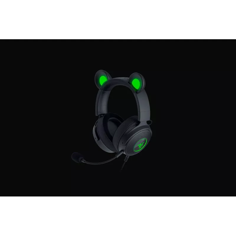 Razer Kraken V2 Pro Kitty Edition – laidinis žaidimų ausinių rinkinys, juodas, viršugalvinis