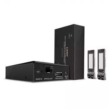 Lindy 300m Fibre Optic DisplayPort 1.2 ir USB KVM prailgintuvas, siųstuvas ir imtuvas