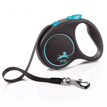 Flexi automatinis pavadėlis Black Design S 5 m, Mėlynas