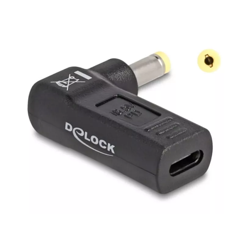 Adapteris DeLOCK USB Type-C moteriškas į HP 4,8 x 1,7 mm vyriškas 90° kampu