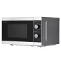 Kombinuota mikrobangų krosnelė Sharp YC-MG01E-S — 20 L, 800 W mikrobangos, 1000 W grilis, 5 galios lygiai, sukimo valdiklis, 25,5 cm padėklas