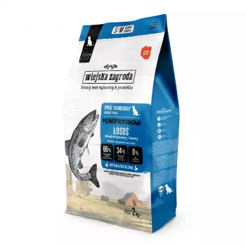 Wiejska Zagroda Monoprotein sausas ėdalas šunims, lašiša, suaugusiems šunims, S/M, 2 kg